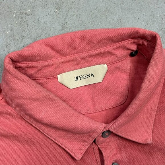 Ermenegildo Zegna Polo Shirt Pink Short Sleeve Mesh Stretch Cotton XXL - Picture 5 of 8